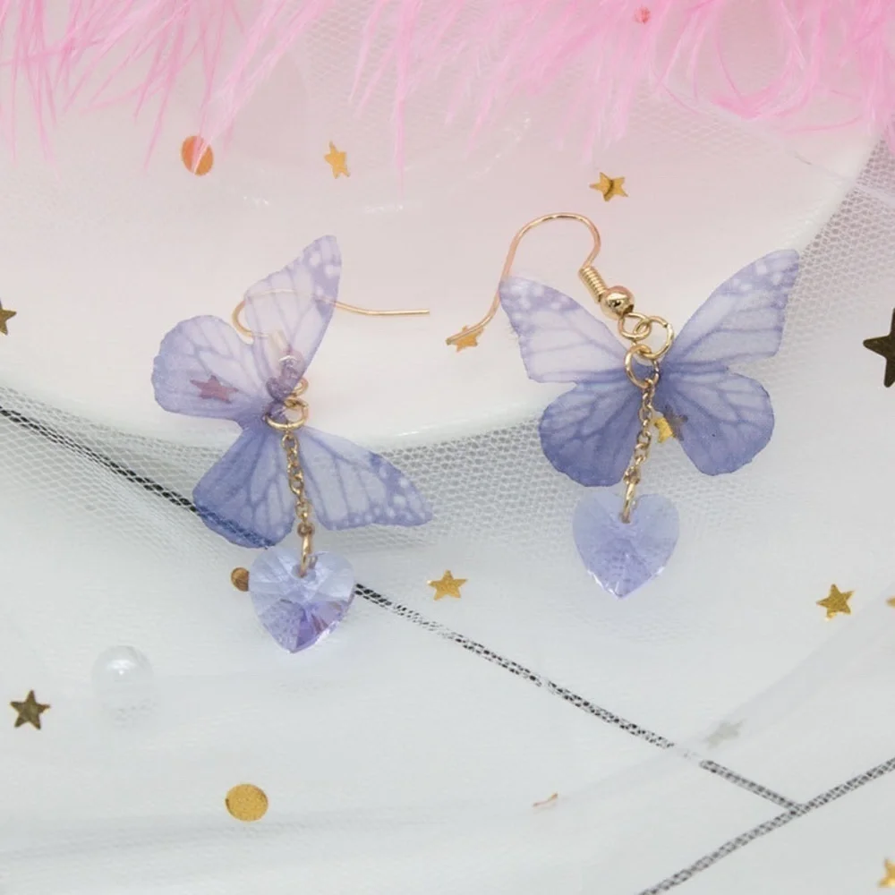 *UNA* Purple Butterfly Fashion Dangle Earrings